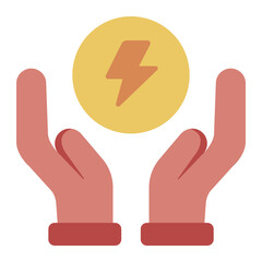 Obraz premium Hand saving energy flat icon for eco friendly awareness