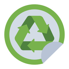 Recycle badge flat icon for sustainability awareness