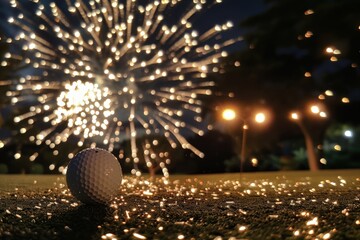 Golf ball and fire works