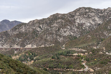Naklejka premium Angeles Forest Hwy. Angeles Crest Scenic Byway, Los Angeles County, California. San Gabriel Mountains. Angeles National Forest