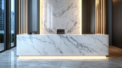 Elegant Marble Reception Desk in Modern Lobby