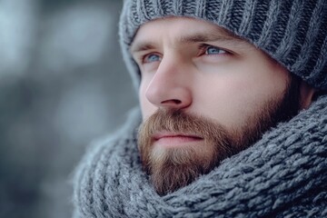 Stylish man in winter knitwear and fashion outfit.