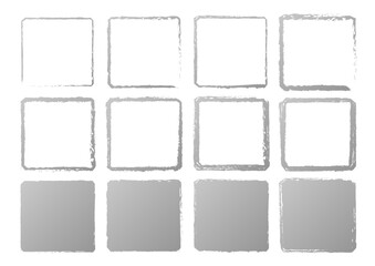 筆で書いた銀色の四角のイラストのセット
