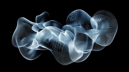 Obraz premium Mesmerizing Blue Jellyfish Abstract in Dark Ocean Water with Flowing Patterns and Light