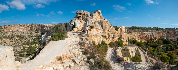 Dingli rock formation near Dingli Cliffs Tramuntana Northern Republic of Malta