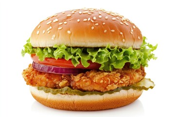 freshly baked hamburger bread isolated on white background