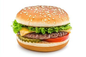 freshly baked hamburger bread isolated on white background