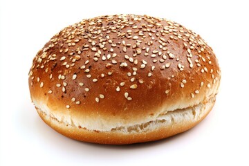 freshly baked hamburger bread isolated on white background