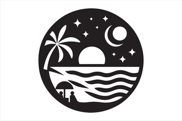 Sea beach logo icon 
