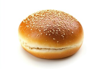 freshly baked hamburger bread isolated on white background