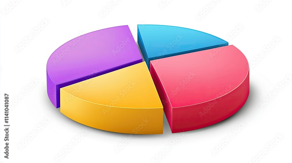 Aufkleber a colorful pie chart divided into four sections, representing data visually.