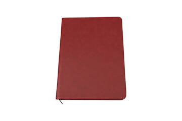 Colorful leather Zipper Portfolio view. blank space mockup, isolated png background.