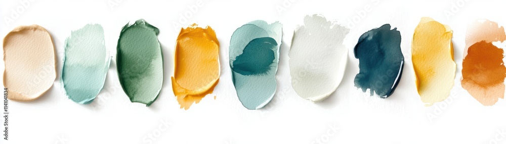 Poster artistic color palette displayed on canvas studio setting paint swatches creative environment close-
