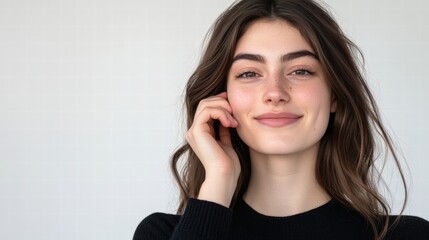 Fototapeta premium Smiling young woman with natural makeup and healthy skin