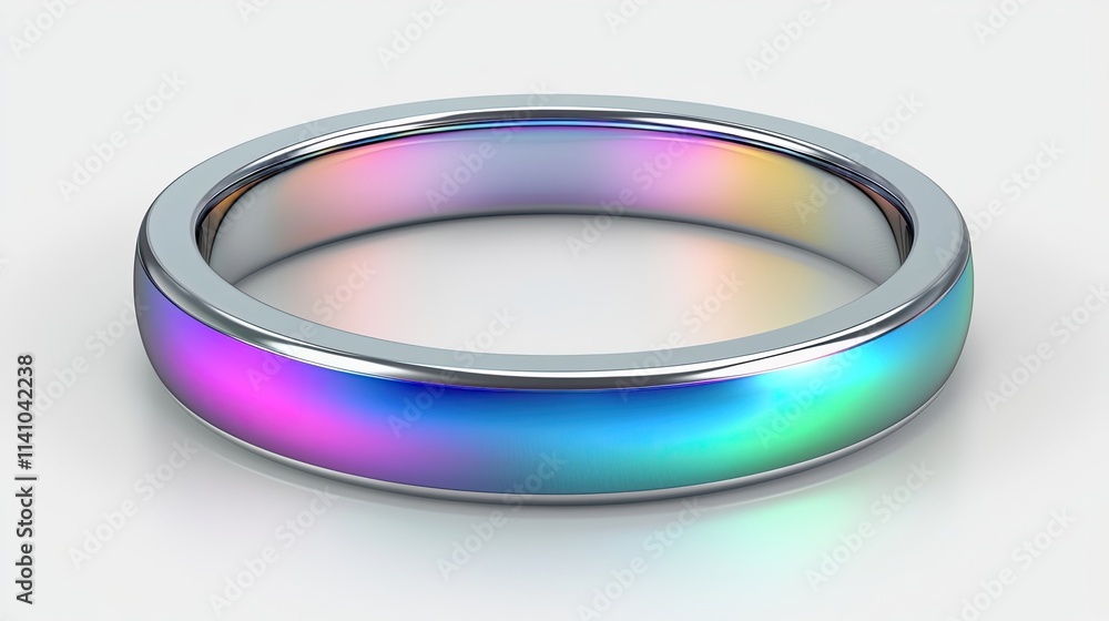 Poster a colorful metallic ring with a smooth surface and reflective properties.