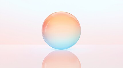 A smooth, reflective sphere with a gradient of pastel colors on a minimalistic background.
