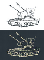 Gepard anti-aircraft self-propelled gun blueprints © blacklight_trace