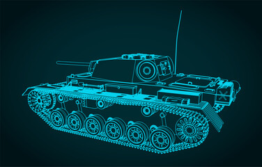 WW II medium tank blueprint