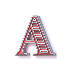 Red silver festive font Letter A 3D