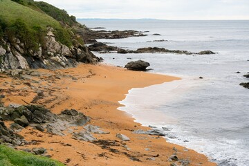 Waves Hitting the Rugged Beach at Shag Point, Wild Coastal Landscape