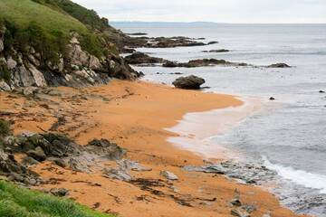 Waves Hitting the Rugged Beach at Shag Point, Wild Coastal Landscape