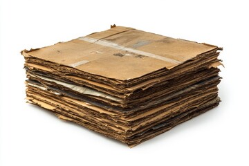 A pile of textured brown cardboard sheets stacked together. This image captures a rustic and organic feel perfect for various design projects. Generative AI