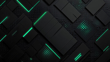 A Stunning Futuristic Black and Green Geometric Background Design That Captivates the Eye