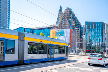 Strassenbahn, Augustusplatz, Leipzig, Sachsen, Deutschland 