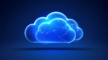 Data and cloud computing technology, glowing lines in a blue background