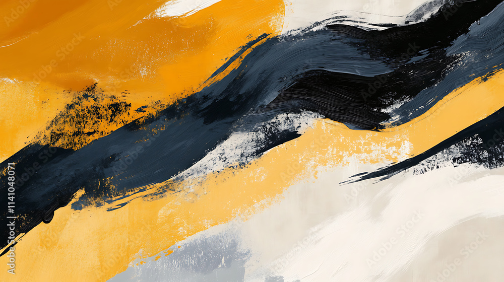 Aufkleber contemporary abstract art with bold brush strokes and a minimalist color scheme is perfect for any e