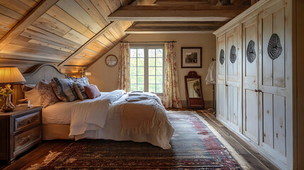 Country, farmhouse interior design of modern bedroom