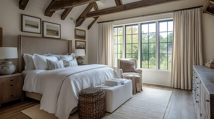 Country, farmhouse interior design of modern bedroom
