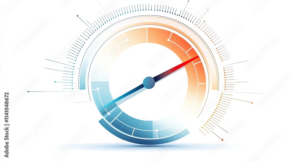 Poster a stylized gauge or speedometer design with gradient colors indicating measurement.