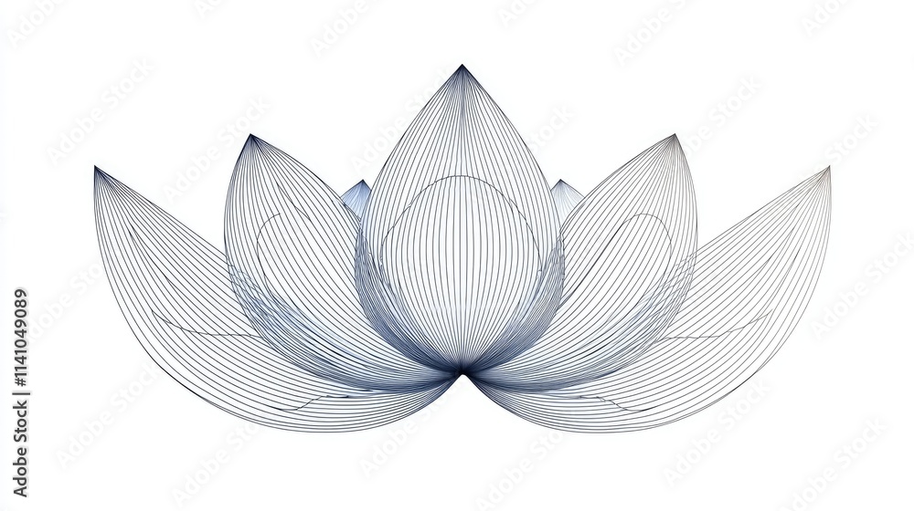 Poster a stylized lotus flower design created with intricate line patterns.