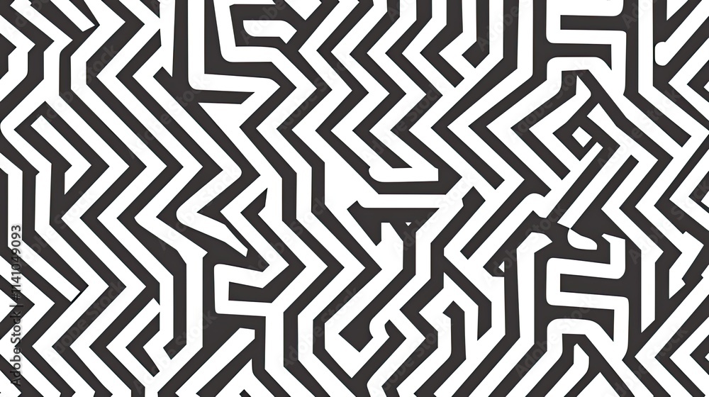 Aufkleber a complex black and white zigzag pattern creating visual intrigue and depth.