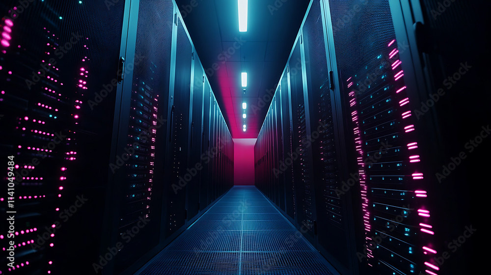 Poster Data protection and cyber security on internet server network with secure login to protect privacy from attack, with copy space