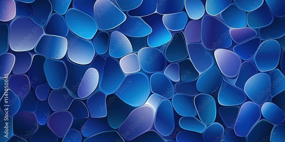 Poster blue background with abstract shapes and gradients, dark blue gradient background, flat design style