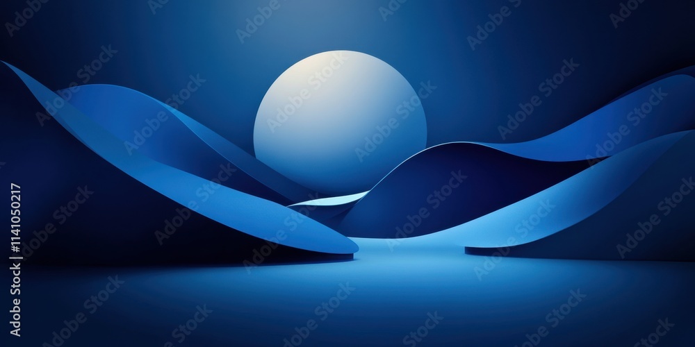 Poster blue geometric background presentation design, with a dark blue gradient and rounded corners, creati