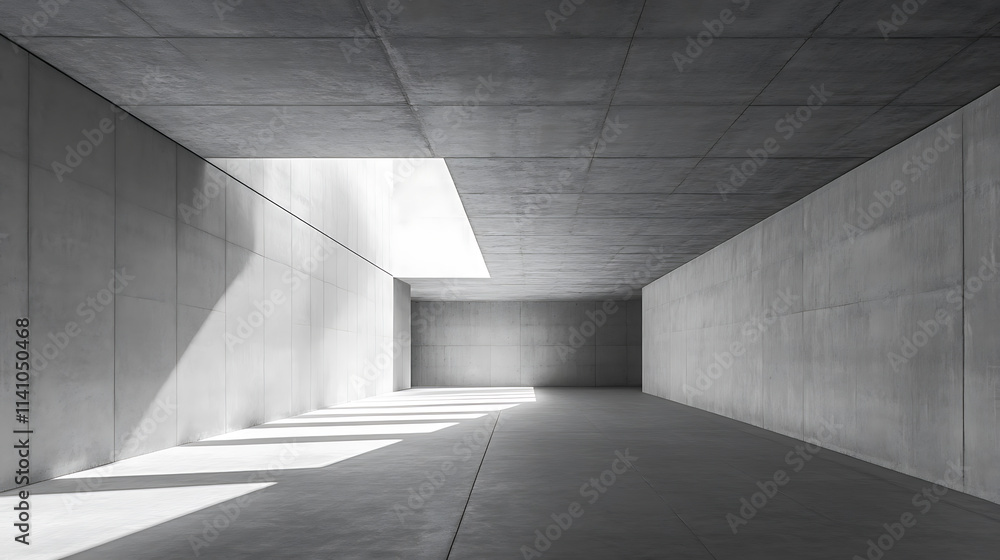 Aufkleber Black and white photo of concrete walls with shadow patterns, minimalist aesthetic on a solid background, concept of light and architecture