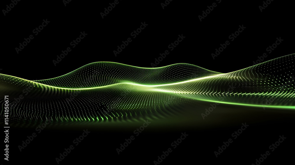 Leinwandbilder abstract digital background with glowing lines and dots forming a network, black backdrop with green