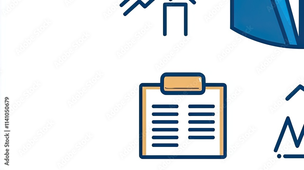 Aufkleber a collection of icons representing data analysis and reporting tools.