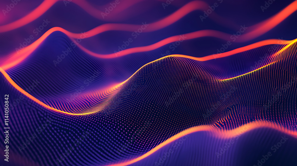 Leinwandbilder abstract digital background with glowing lines and dots forming a network, black backdrop with green