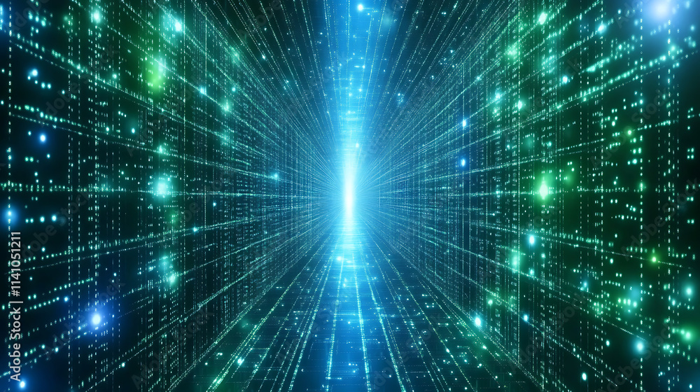 Poster abstract digital network background banner with glowing light and connecting data dots in black and 