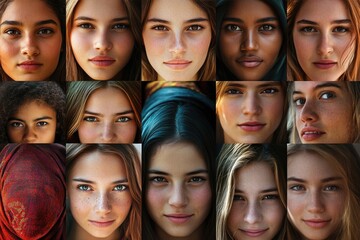 Obraz premium Global womens diversity and unity in portraits.