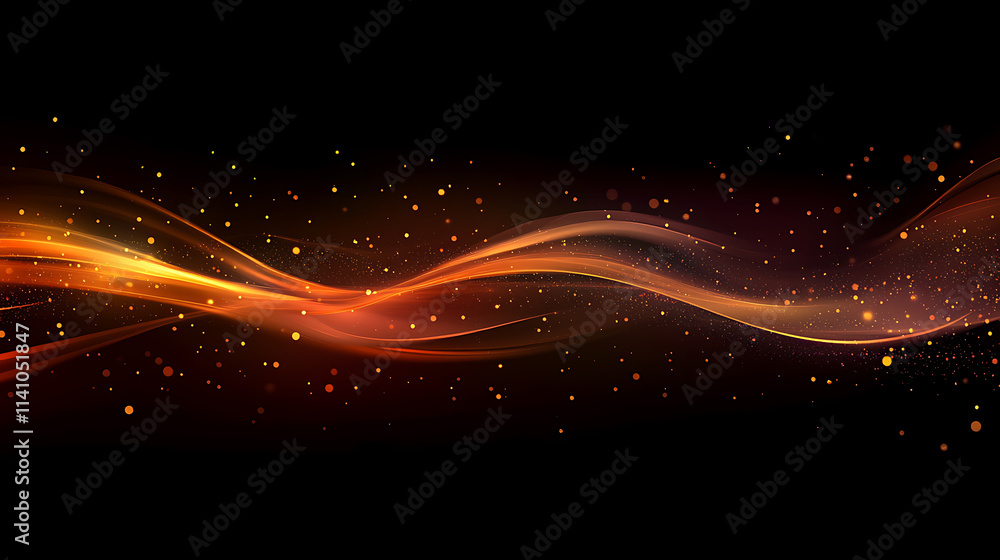 Poster abstract glowing particle lines and bokeh on a dark backdrop, conveying a futuristic technology conc