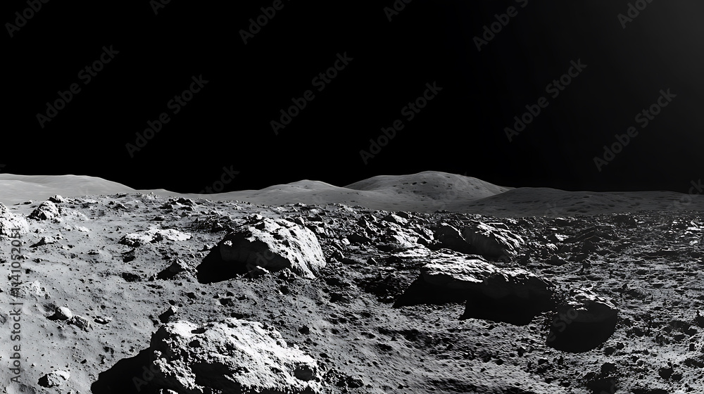 Aufkleber earths distant view from the rocky surface of the moon in space