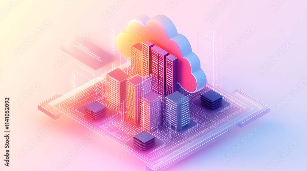 Aufkleber abstract illustration of cloud security services, stylized cloud icon integrated with a secure