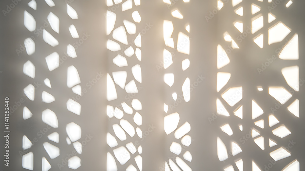 Poster Abstract light shadows cast through windows creating a geometric pattern on a white background