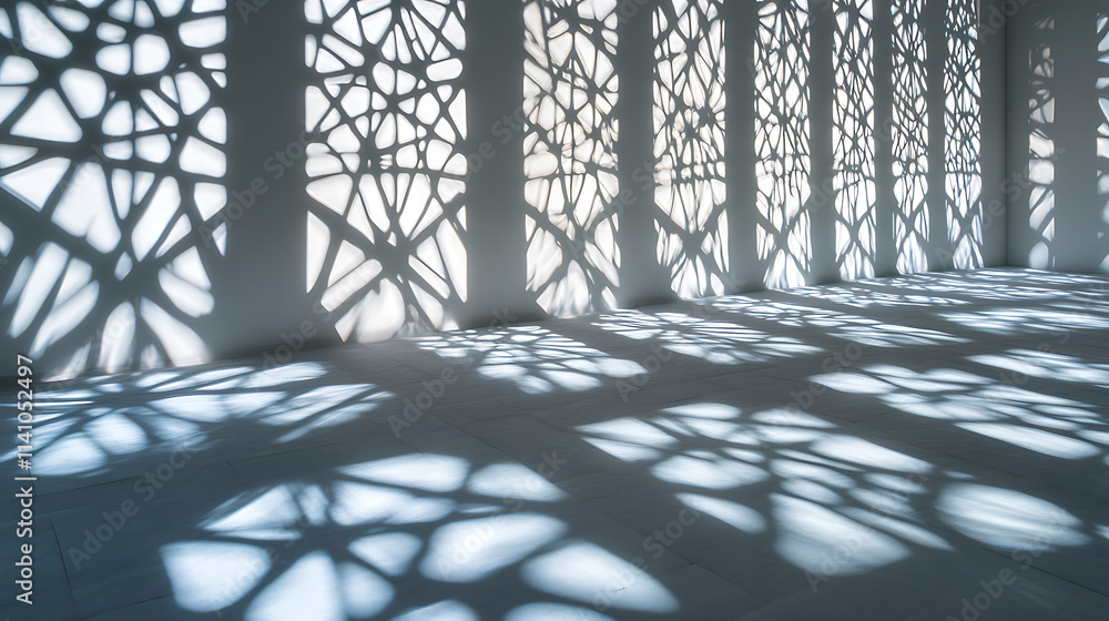 Aufkleber Abstract light shadows cast through windows creating a geometric pattern on a white background