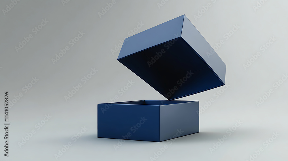 Aufkleber elegant blue gift box with its lid floating above, revealing the empty space inside